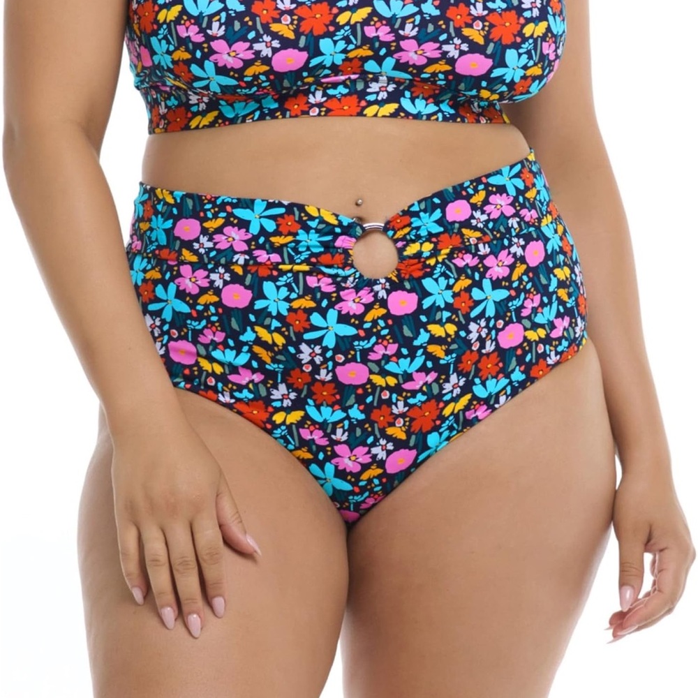 Body Glove Woodstock High Waisted Bikini Bottom Floral Swimsuit Beach Summer